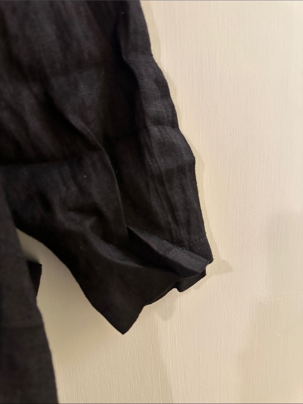 Women’s Linen Black Open-Front Trench Duster Coat - Picture 5 of 5